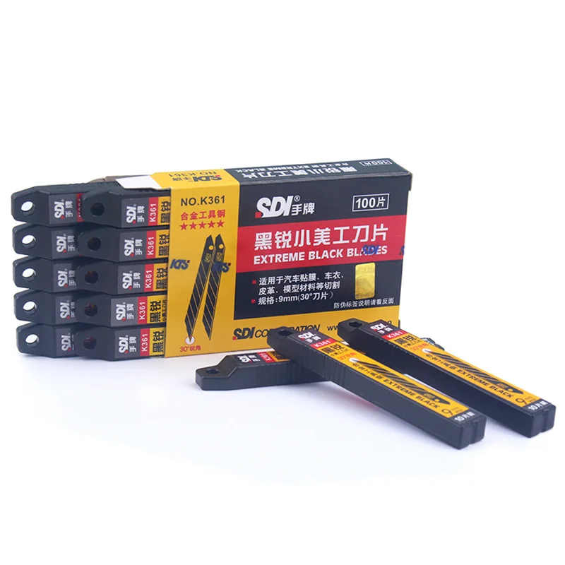 SDI 9mm small art blade 30 degree sharp Angle black blade automotive wear-resistant film engraving K361 utility knife utility knife carving knife cutting knife art knife