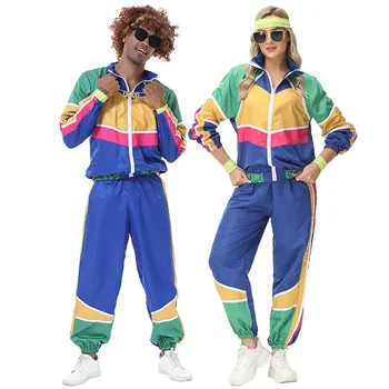Coppie Costumi Hippie retrò Uomo Donna Carnevale Festa di Halloween Anni '70 Anni '80 Rock Hip-Hop Disco Abbigliamento Completo Abiti Cosplay