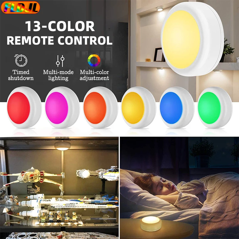 

Smart Wireless Remote Control Dimmable Night Light Kitchen Closet Staircase Aisle Bathroom Lighting 13 Colors LED Night Lamp