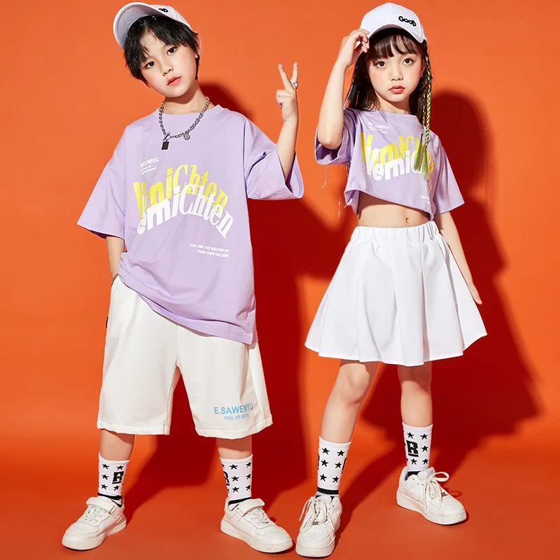 

Children Hip Hop T Shirt Shorts Skirt Dance Costumes for Girls Boys Jazz Ballroom Dancing Clothes Competition Costumes Outfits