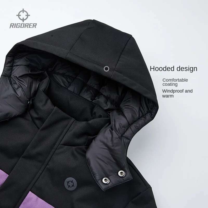 RIGORER Children Cotton padded Jacket Big Kids Men And Women Warm Hooded Zipper