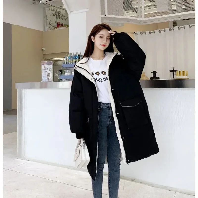 

Long Cotton Jacket Women's Overcoat Korean Loose Thicke Cotton-Padded Jacket Down Coat New Winter Hooded Warm Parker Coat