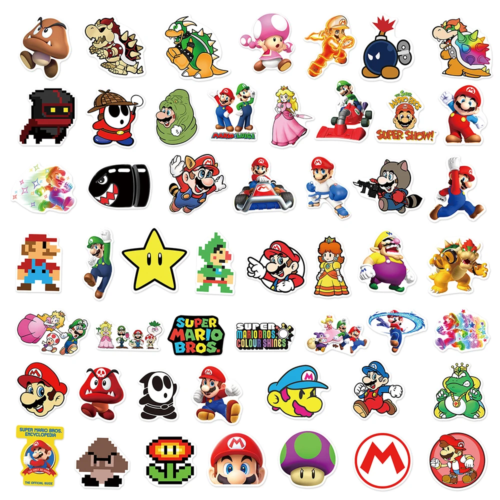 Cartoon Stickers 10/30/50/100pcs Super Mario Bros Peach Luigi Kids Toy Phone Notebook Luggage Anime Graffiti Decals