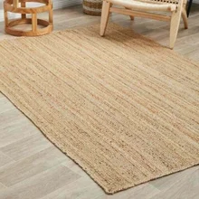 

100% Jute Rug Natural Square Handmade Carpet 2x2 Feet Reversible Rustic Look Rug Carpets for Bed Room