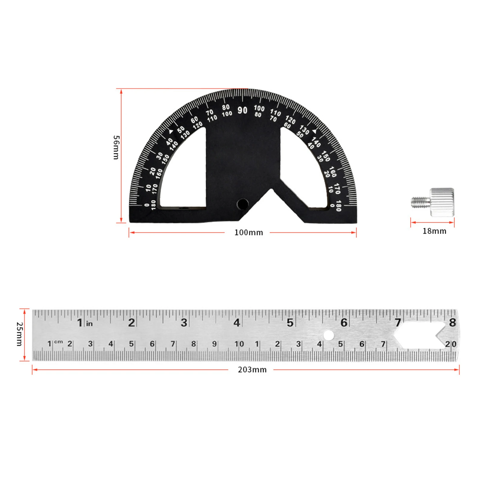 8 Inch Angle Gauge Measurement ABS Precision Multifunctional Protractor Adjustable Angle Finder Architect Woodworking Ruler