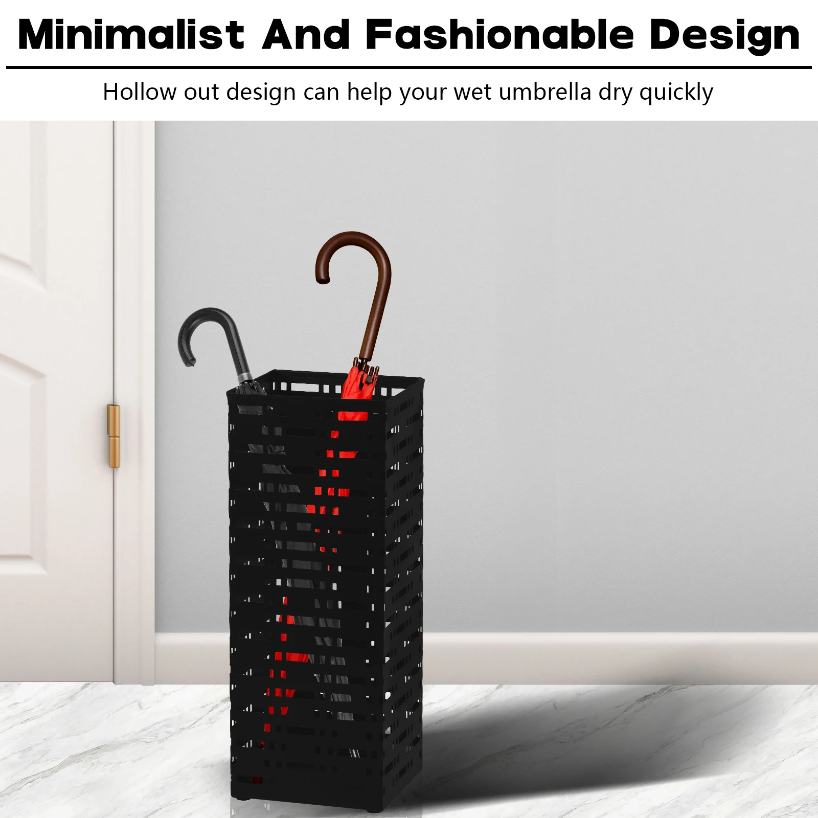 Metal Umbrella Storage Rack Hollow Free Standing Umbrella Bins Waterproof Holder for Entryway Walking Sticks Rack