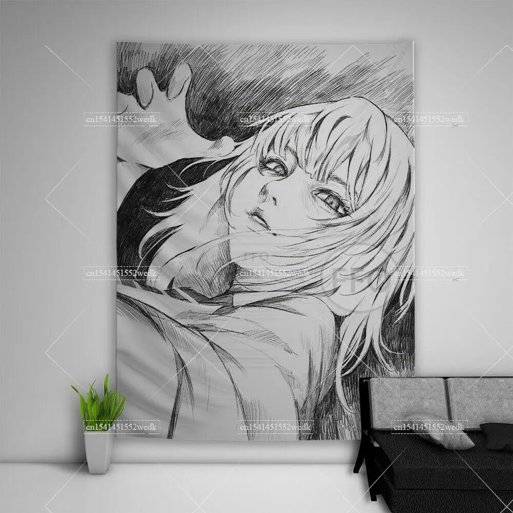 Kawaii School Girl Tapestry Wall Decor Anime Tapestry Manga Aesthetic Room Decoration Meme Tapestries Art Poster Home tapestry decorations