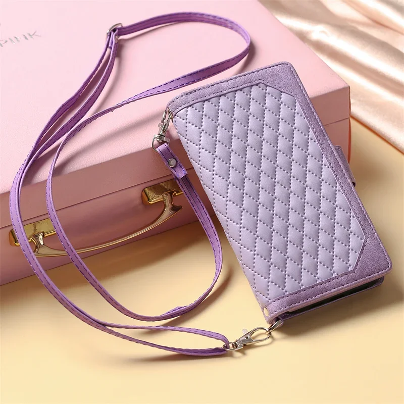 Deluxe Leather Zipper Wallet Flip Case Cover