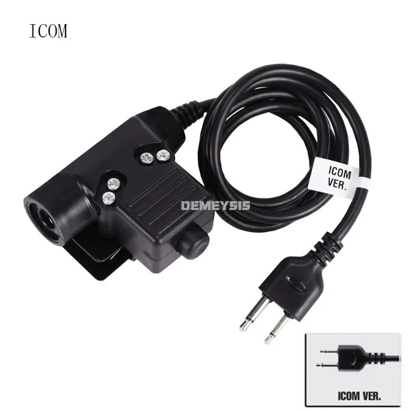 Tactical U94 PTT Headset Adapter PTT for Icom Kenwood Midland Moto Talkabout Mobile Phone Push To Talk Cable Plug with Button tactical headset walkie talkie headset adapter
