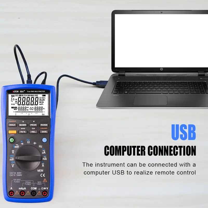 Victor 98A+ Handheld Smart Digital Multimeter LCD Backlight Portable AC/DC Ammeter Voltmeter Ohm Voltage Tester Meter Multimetro - Image 3