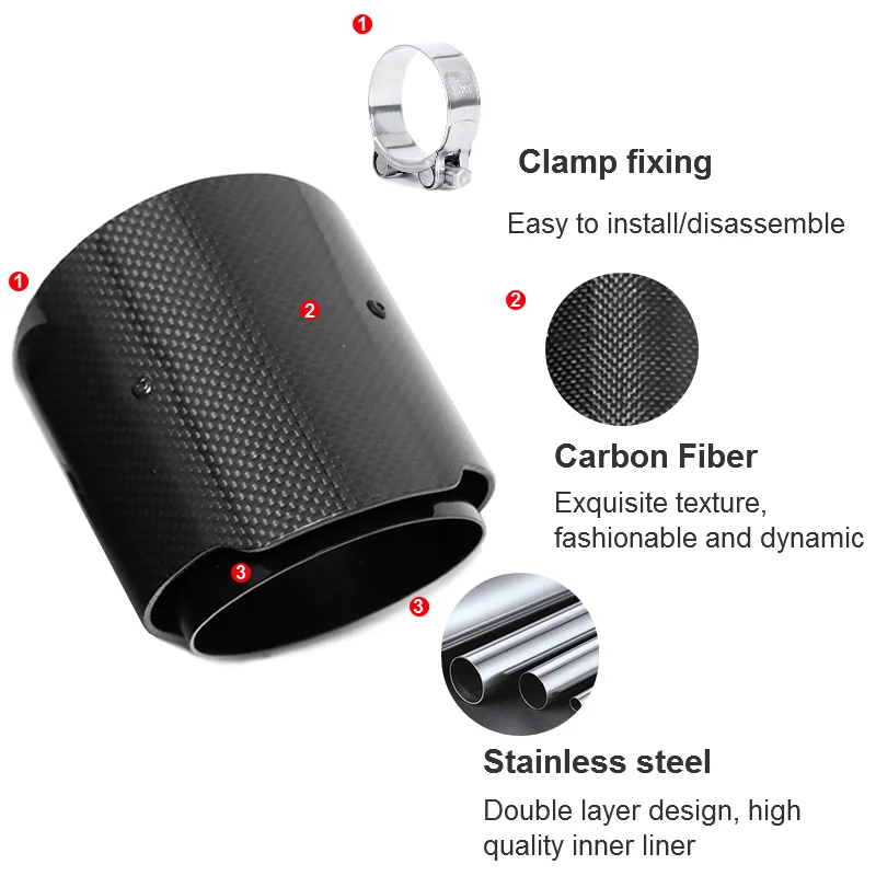 Exhaust Muffler Tip Exhaust Pipe Muffler Exhaust Trim Pipe 4 PCS/lot Carbon Fiber Matte For BMW M2 F87 M3 F80 M4 F82 M5 F10 M6 F12 70mm Nozzle Tailpipe