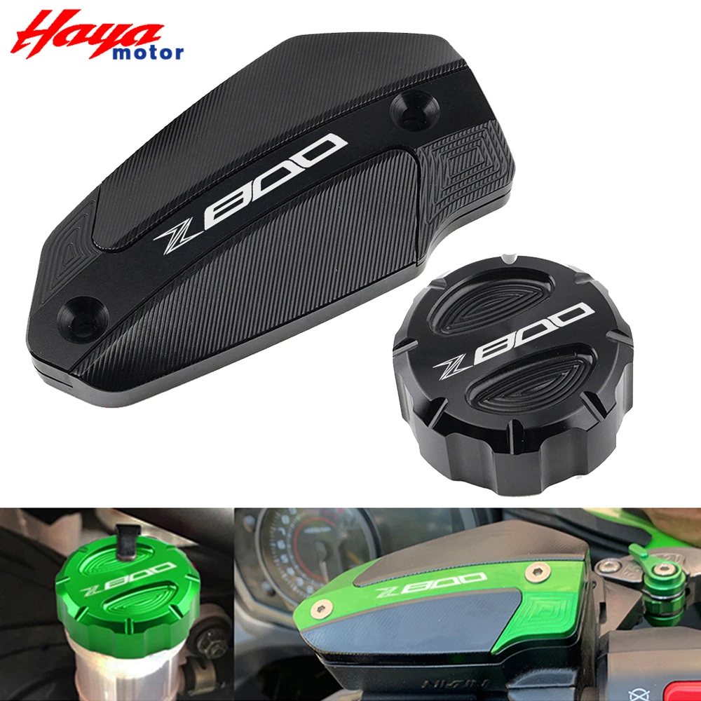 

For Kawasaki Z800 2013-2016 Motorcycle Accessories CNC Aluumnium Front & Rear Brake Cap Fluid Reservoir cover With Logo"Z800"