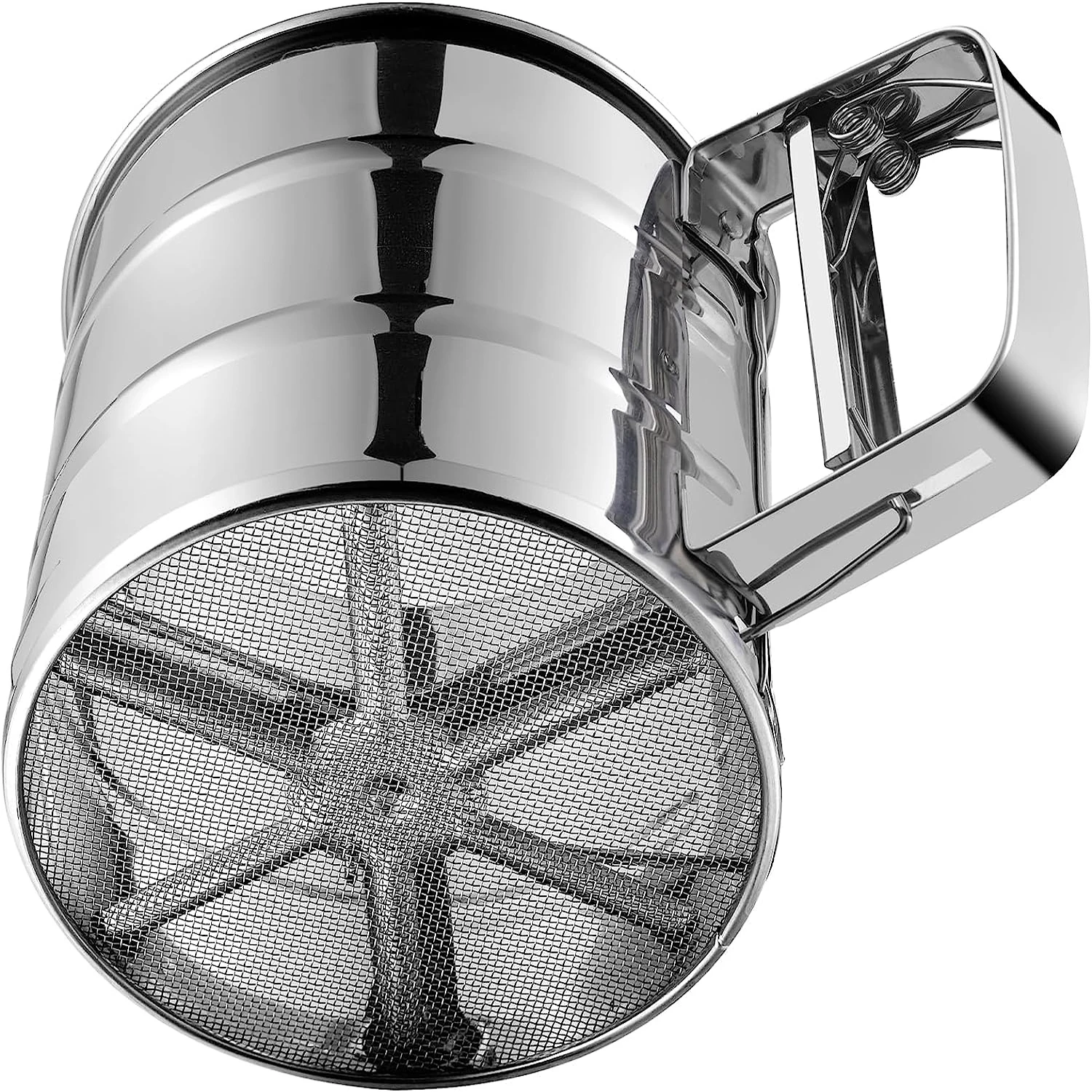 Stainless Steel Flour Sifter Semi-automatic Hand Flour Sieve Shakers Cup Baking Coffee Powder Sugar Powder Sieve Kitchen Tools