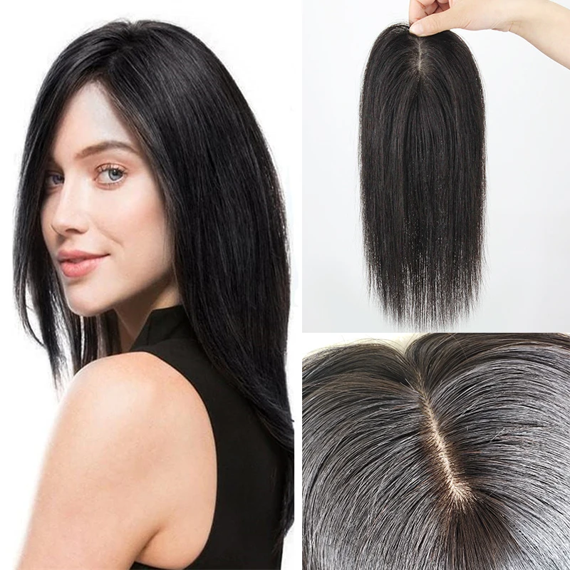 

8*15cm Silk Top Straight Wigs Brazilian Remy Natural Hairpiece Silk Top Extensions Human Hair Silk Base Toupee For Women