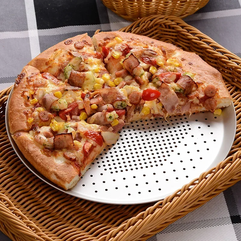6"9"10"11"12"13"14"15"Aluminum Pizza Tray Nonstick Pizza Baking Pan Plate Dishes Holder Bakeware Kitchen Baking Tools