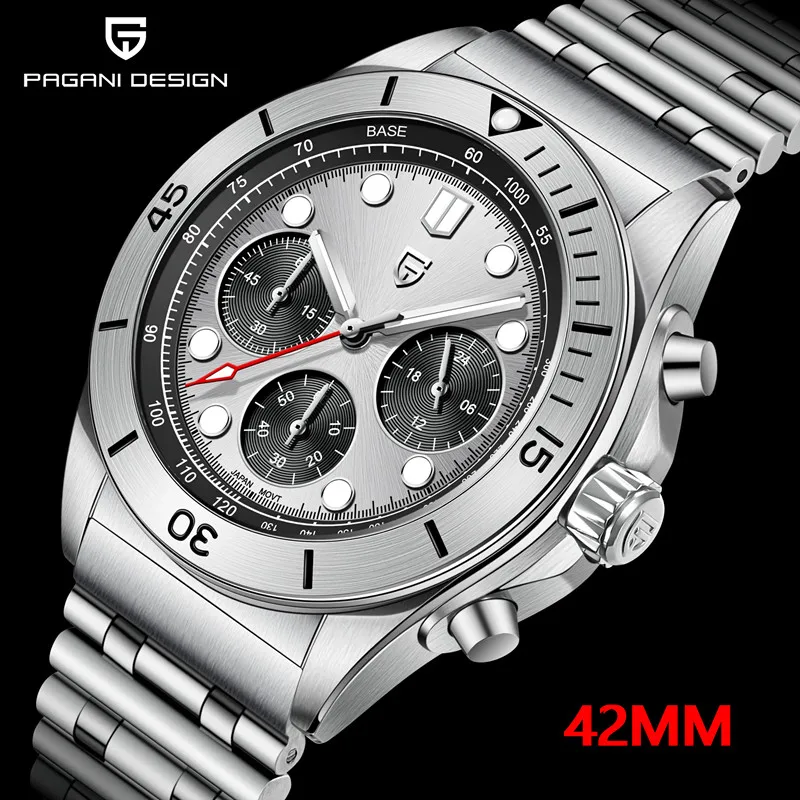 

PAGANI DESIGN 2023 New Luxury Quartz Watch For Men 100M Waterproof Chronograph Stainless Steel AR Sapphire Glass Reloj Hombre