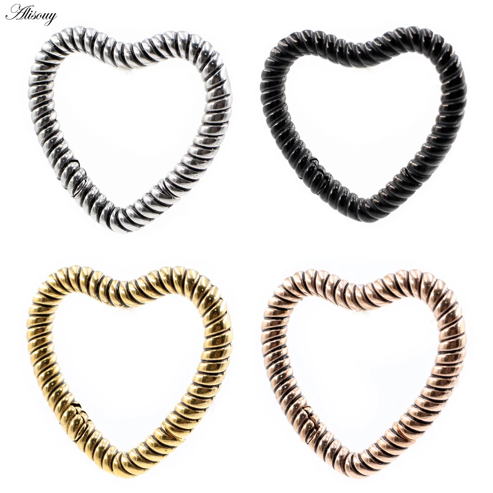 Alisouy 1Pc Acciaio Inossidabile Twist Heart Love Ear Weights Heavy Expander Barella Plugs Calibri Orecchini Monili Penetranti Del Corpo