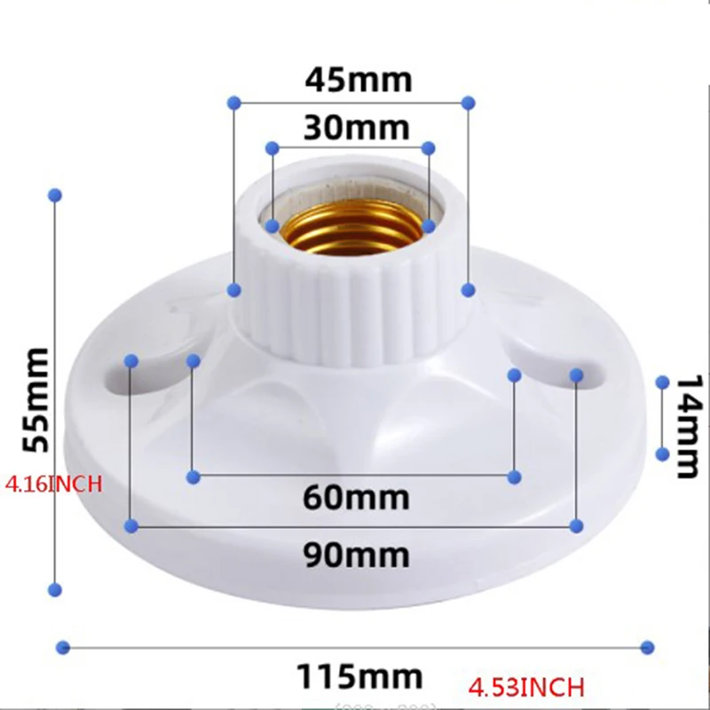 E27 LED Light Bulb Holder Round Square Fitting Socket with US Plug Switch E27 Base Hanging Lamp Socket 6A 220V-250V