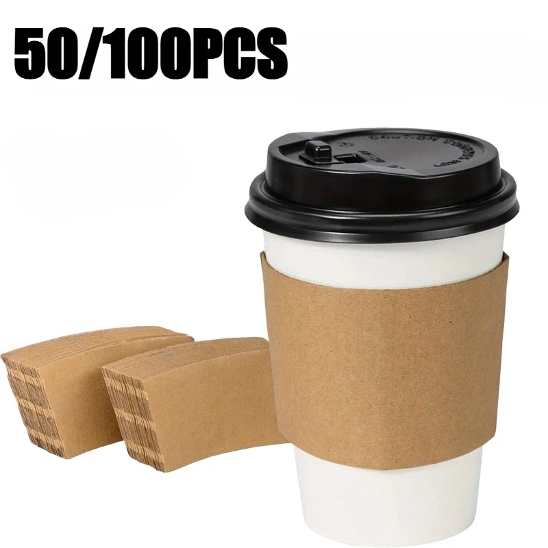 100/50PCS Disposable Cup Covers Kraft Paper Insulated Coasters Hot and Cold Beverages Home Party Restaurant Coffee Shop