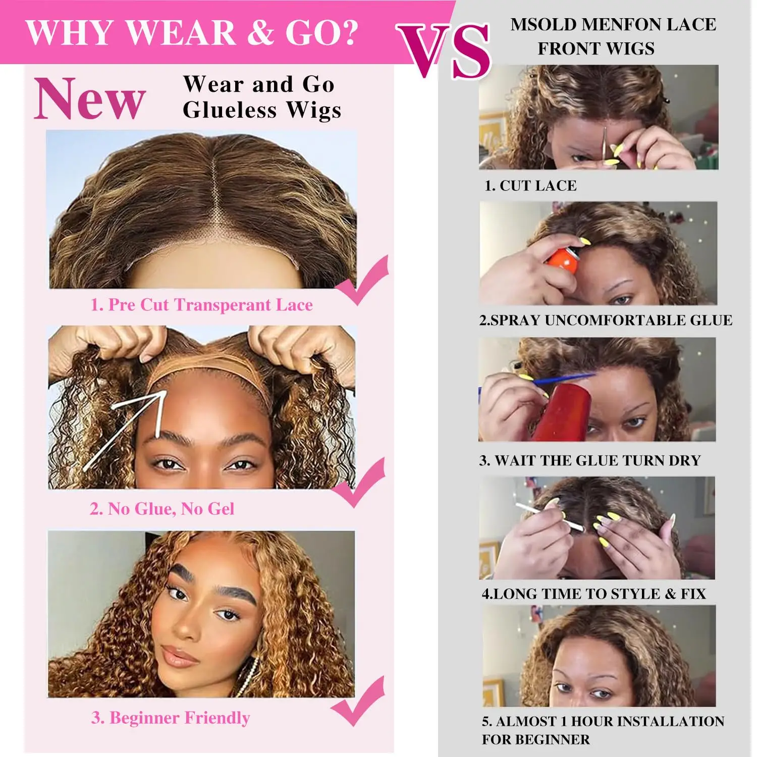 5x5 HD Lace Closure 4/27# Highlight Ombre Deep Wave Bob Wig for Black Women Glueless Curly Honey Blonde Wigs Human Hair 16 Inch