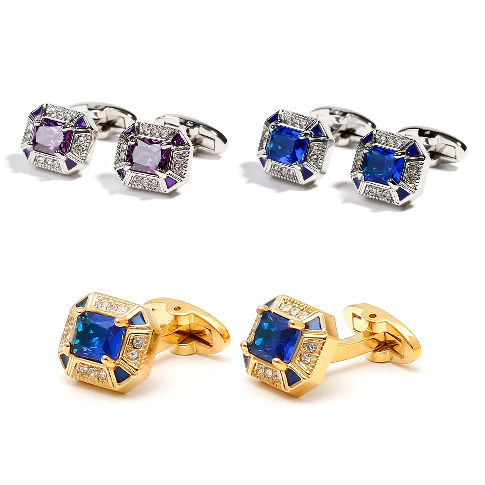 

Cufflinks for Men Golden TOMYE XK23028 Blue Zircon Square Button French Formal Dress Shirt Cuff Links Accessories Jewelry