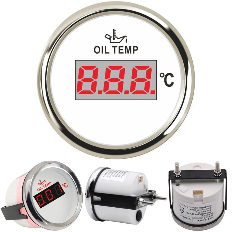 1pc 52mm Digital Waterproof Lcd Oil Temp Gauges 36119ohm Oil Temp Meters 932v With Sensor For