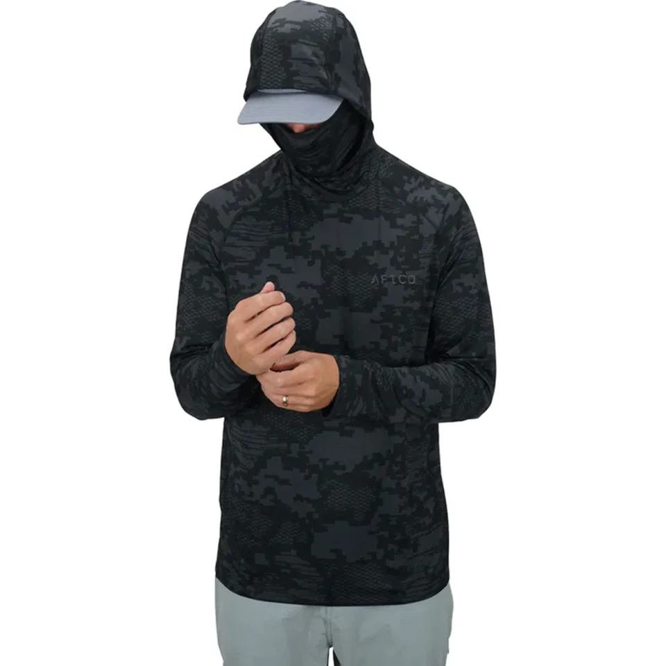 Chemise APTRO UPF 50 Manches Longues + Sweat à Capuche - Homme 2XL - Bleu - Idéal Pêche Sport