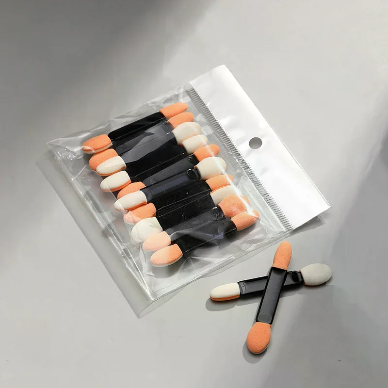 10Pcs Disposable Double-Sided Nail Powder Sponge Brushes Mirror Chrome Pigment Applicator Eyeshadow Sponge Stick Manicure Makeup