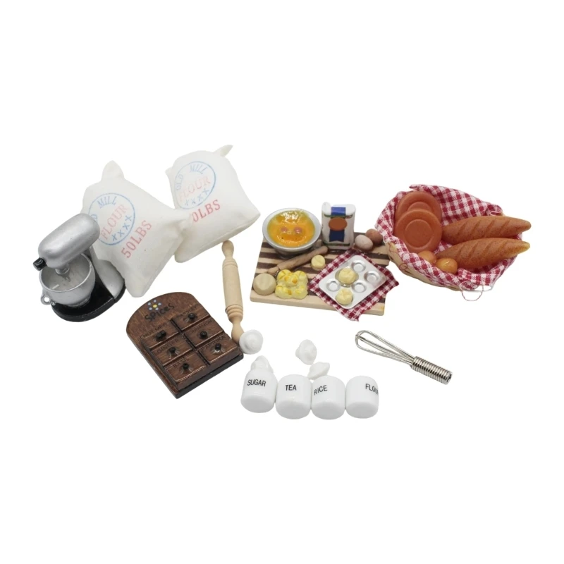 Miniatur-Puppenhaus-Bäckereistation Maßstab 1:12 mit Mehl- und Eier-Modellset aus Holz und Kunststoff A2UB – Detail 8