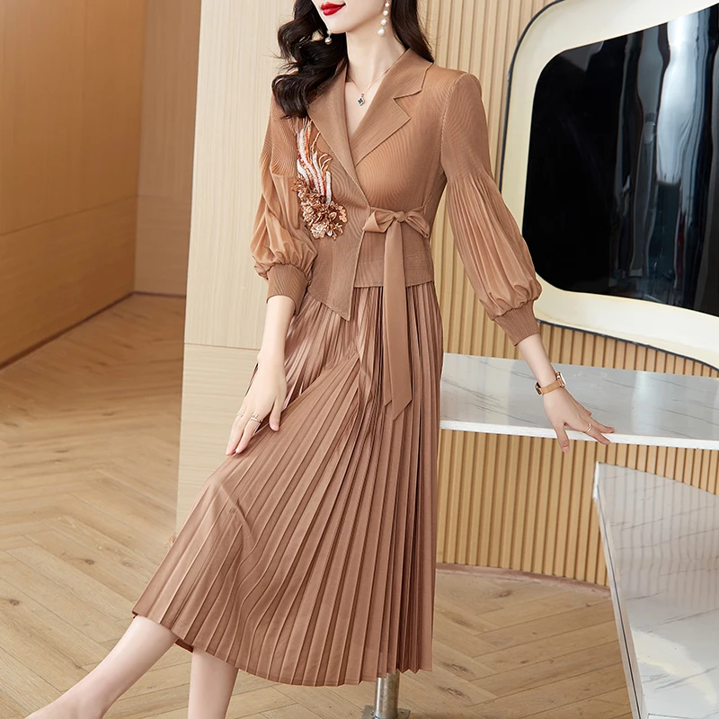 スカート MiuMiu Pleated dress Cord Pleated Check Dress | Miu Miu