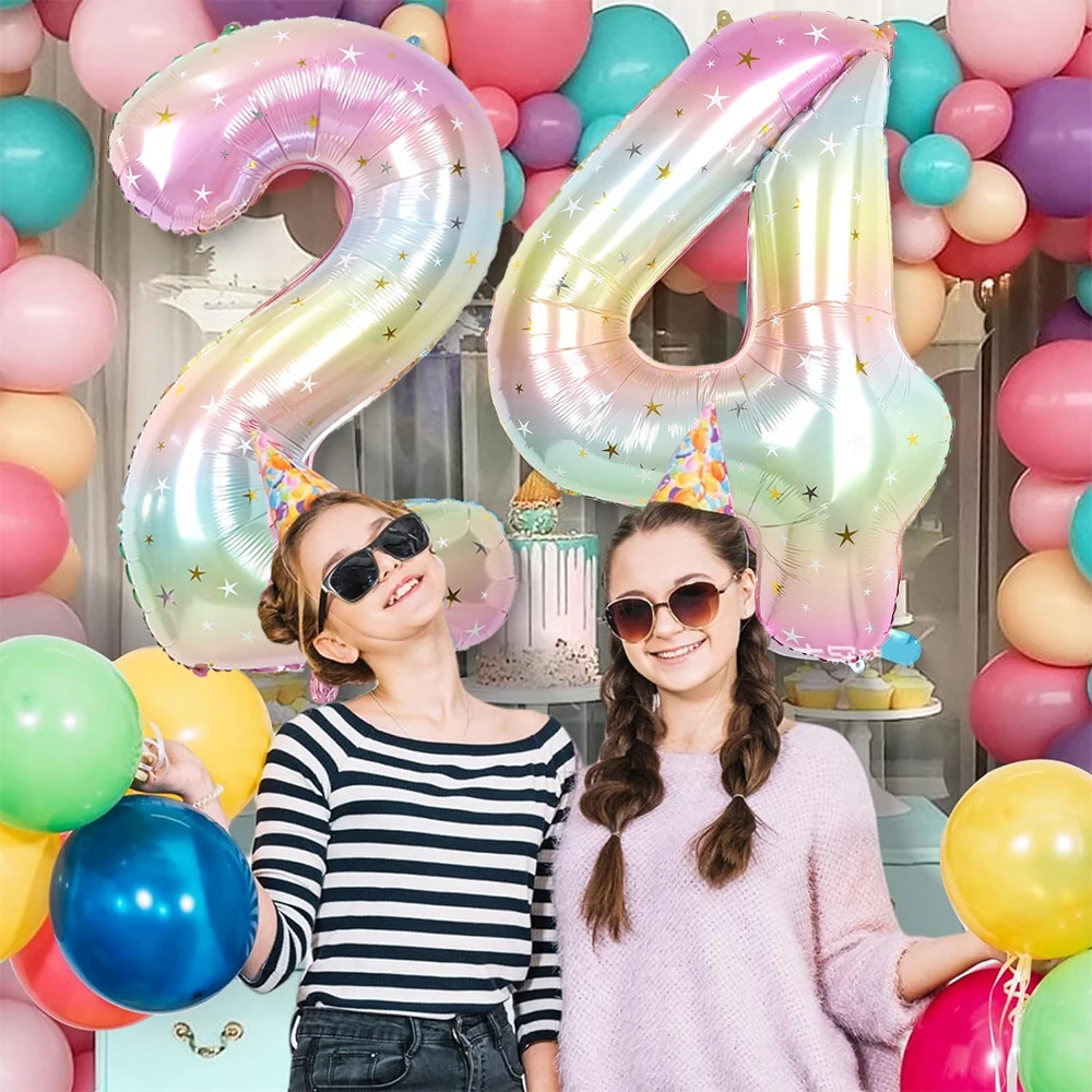 Mehrfarbige Luftballons mit Zahlen und 8 Jahren, 40 Zoll, 0, 1, 2, 3, 4, 5, 6, 7, 8, 9, digitale Luftballons, Geburtstag, Hochzeit, Party-Dekorationen, große Figur, Golobs – Detail 13