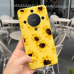 Elegant Floral Design Soft TPU Phone Case for Honor X9a (Yellow 1053)