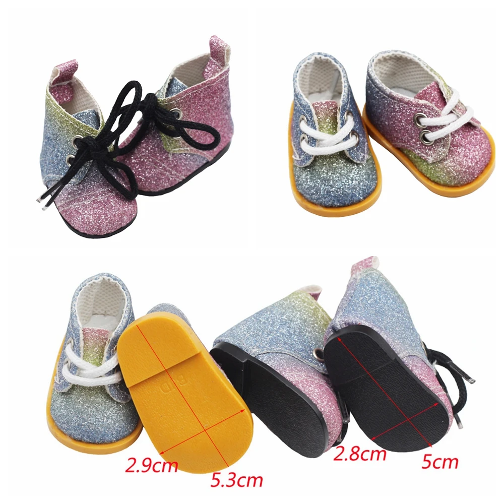 New Rainbow Colors Soft Leather Doll Shoes 5cm For 14.5 inch Dolls & 20cm EXO Stardolls & 32-34Cm Paola Reina Girl's Gift