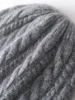 35% Cashmere Blend Thick Vintage Cable Beanies Women Solid Ribbed Hem Soft Knitted Cap Hat Wool Autumn Winter Warm Skull Caps 5