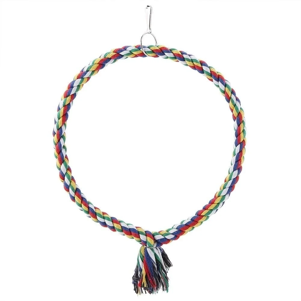 1Pc Bird Parrot Circle Ring Rope Perch Stand Swing Chewing Toy Birdcage Decoration Accessory 3