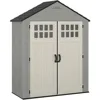 BMS6312D Everett 6' x 3' Heavy-Duty Resin Outdoor Pad-Lockable Double Doors and Windows All-Weather Shed for Yard Storage, 1
