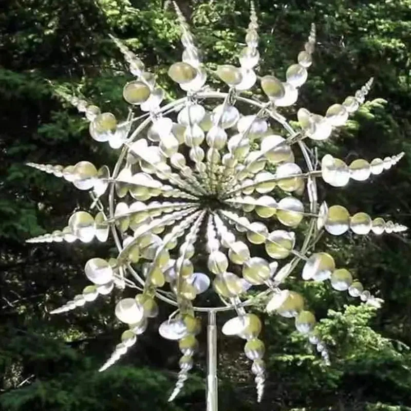 Unique and Magical Metal Windmill 3D Wind Powered Kinetic Sculpture Lawn Metal Wind Solar Spinners Yard and Garden Decor