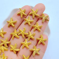 50Pcs New Cute Mini 12mm Golden Starfish Resin Figurine Crafts Flatback Ornament Jewelry Making Hairwear Accessories