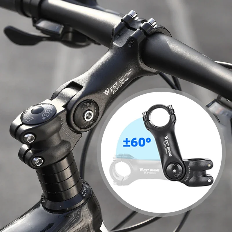 Adjustable Angle Bicycle 25.4/31.88mm Handlebar Stem Riser Aluminum Alloy Front Fork Stem Adapter Mountain Bike Stem Accessories