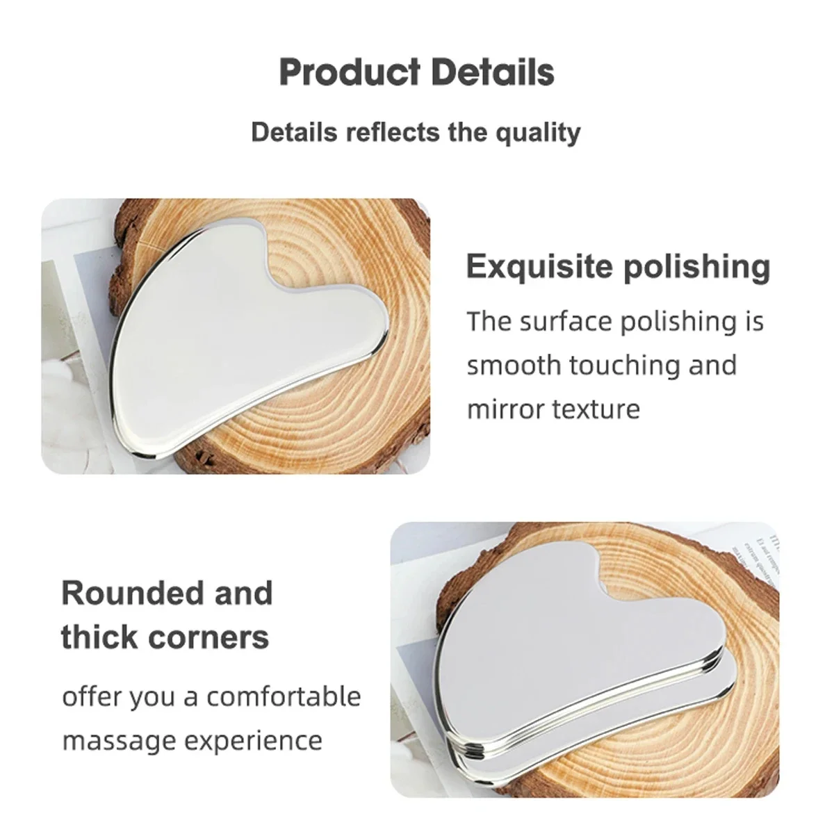 Gua Sha Natural Stainless Steel Scraper Massager Facial Skin Care Guasha Board Face Massager Board Heart Shape Body Relaxation 4