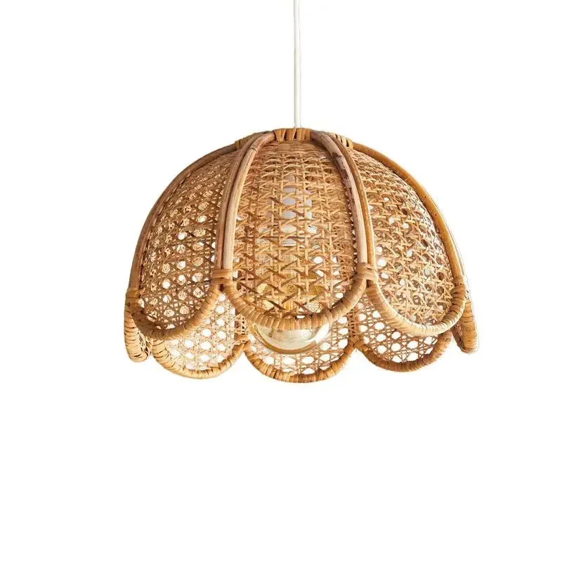 French Vintage Pendant Light Restaurant Decoration Ceiling Lamps Handmade Rattan Weaving Lamp For Bedroom Ambience Home Lighting