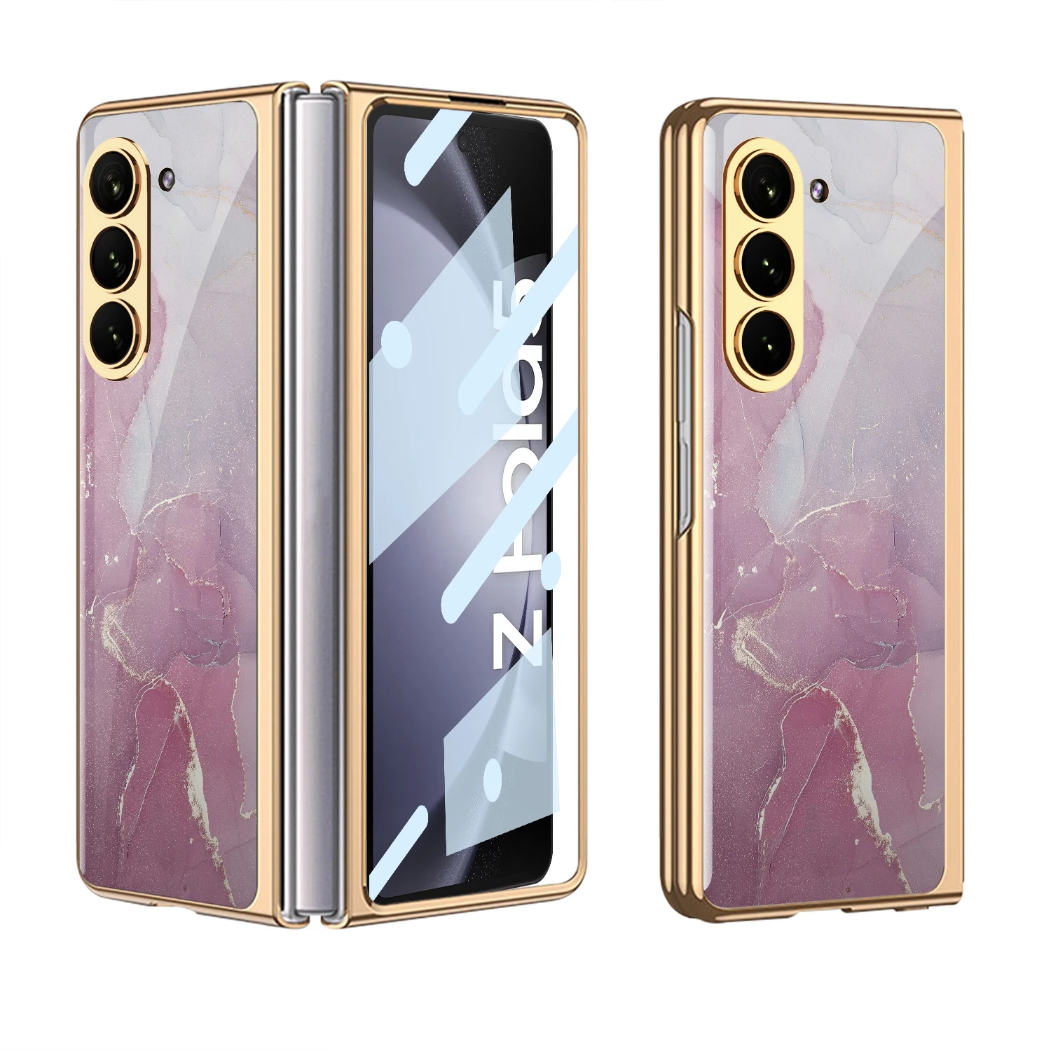 Luxury Plating Screen Glass Case For Samsung Galaxy Z Fold 6 5 Case Back Painted