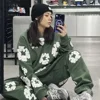 New Fashion Men's Women's Same Kapok Printing Street Style Loose Hooded Sweater with Trousers Set 3