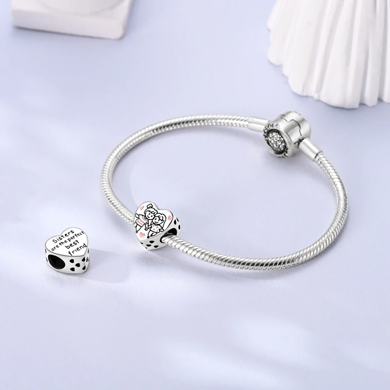 Charms aus 925er-Sterlingsilber, Herz, Katzenpfoten, Zähne, Fliege, Anhänger, Perlen, passend für Original-Armbänder, Charm-DIY-Schmuck, Geschenk für Frau – Detail 26