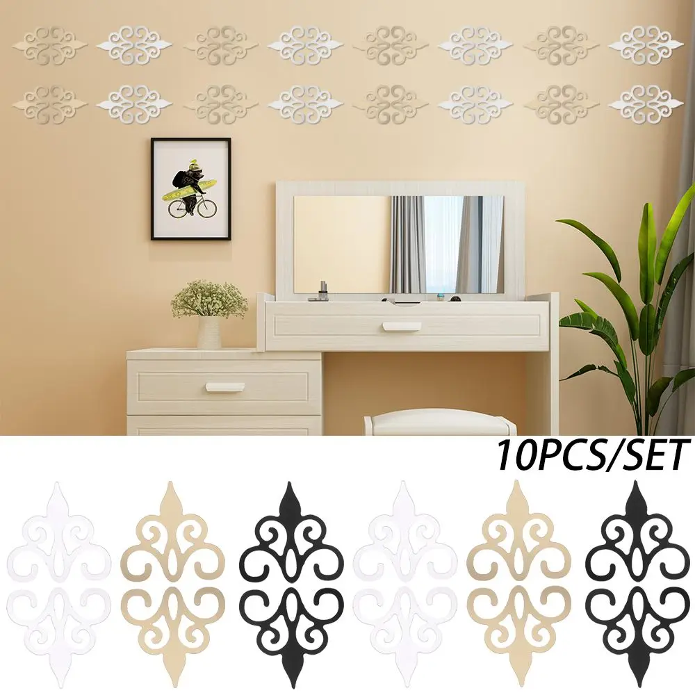10PCS PVC Self-adhesive TV Background Home Decor Living Room Embellishment 3D Mural Flower Shape Decal Wallpaper Mirror Stickers