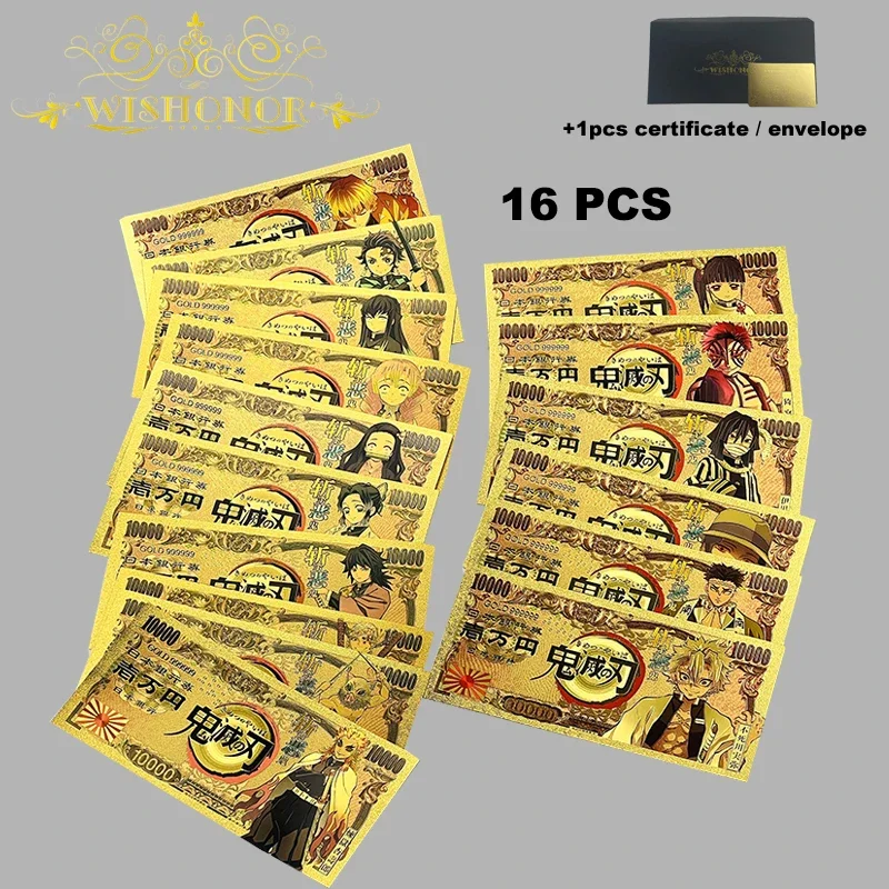 Anime Banknotes 36Type All Japan Gold Plated For Fans Christmas Gifts gold plated banknote