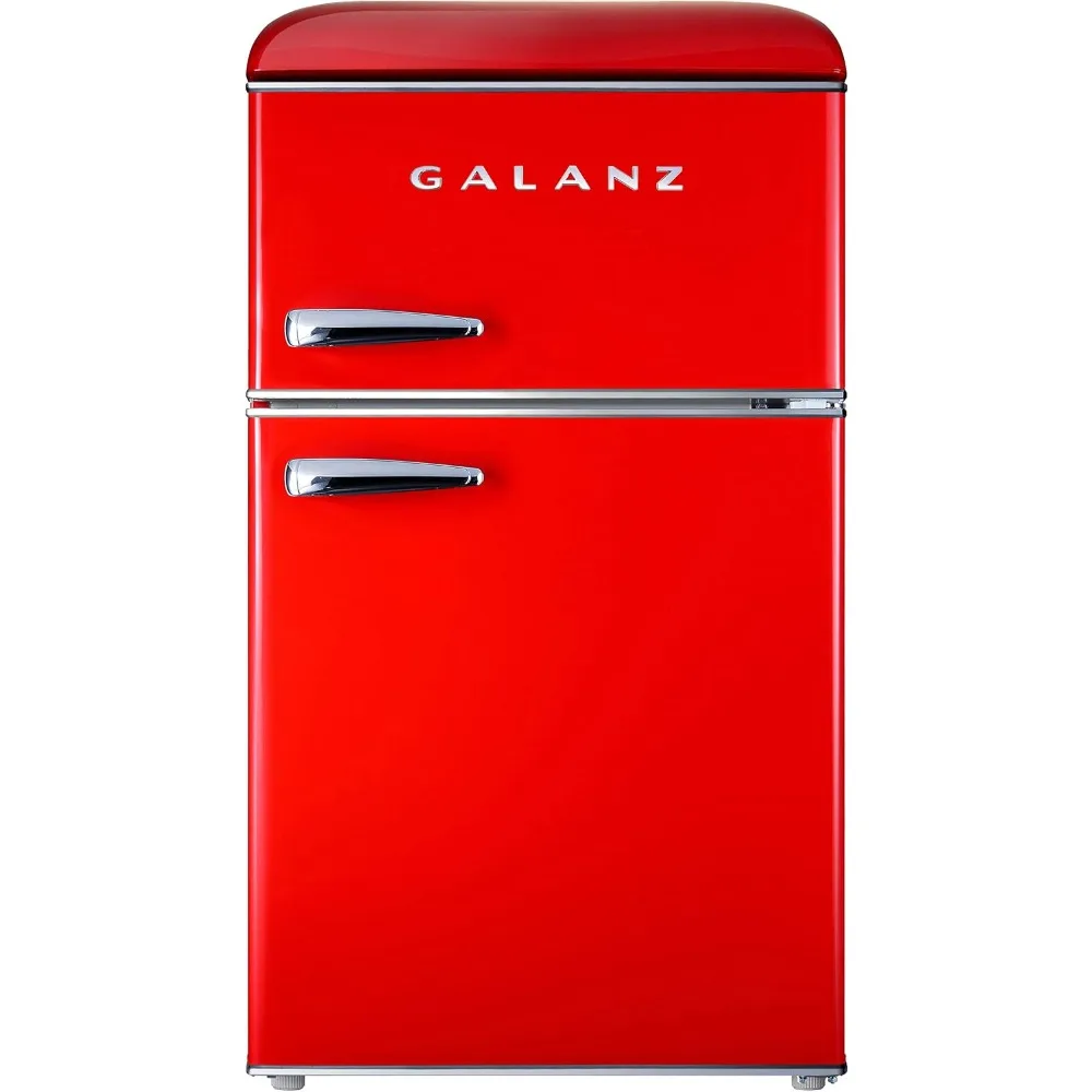 Retro Compact Refrigerator with Freezer Mini Fridge with Dual Doors, Adjustable Mechanical Thermostat, 3.1 Cu Ft, Red