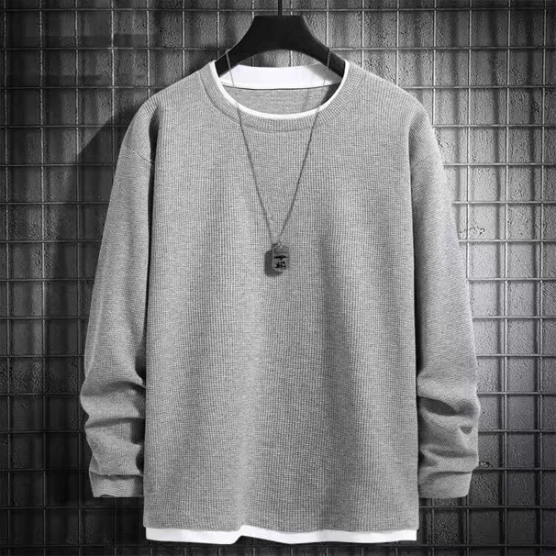 Fashion Versatile Commuter Men's Clothing 2023 Autumn and Winter New Round Neck Long Sleeve Solid Color Temperament Pullover