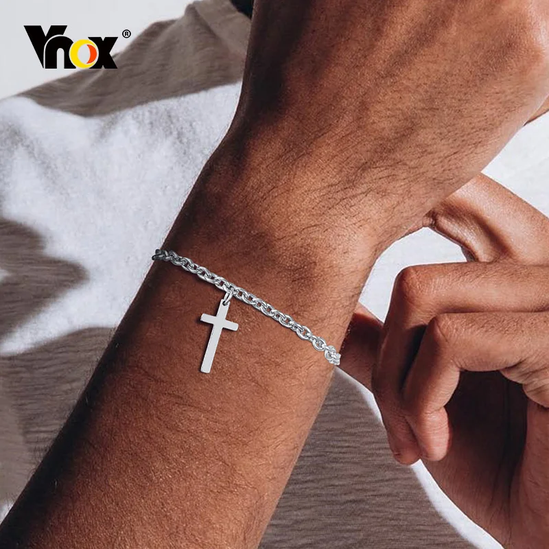 Sterling Silver 6 Inch Bracelet w Cross Charm | Jewellerybox.co.uk