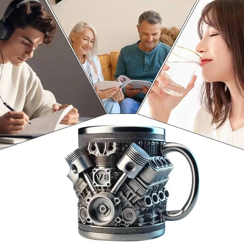Engines Beer Mug Reusable Car Engines Cocktail Mug Funny Stein Drinkware Portable Home Aesthetic Decoration for Kitchen Living